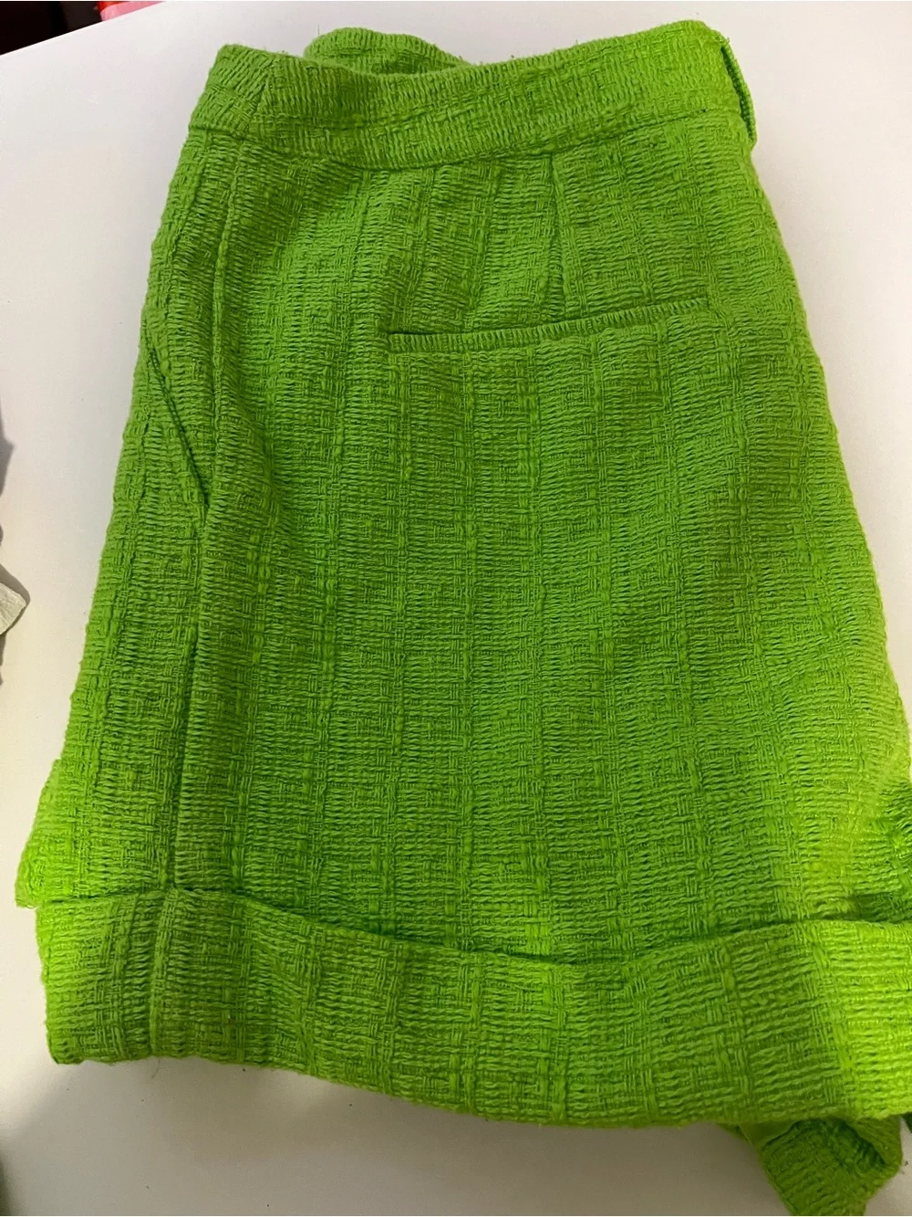 Bright Green Textured Women’s Shorts with Bralet top
